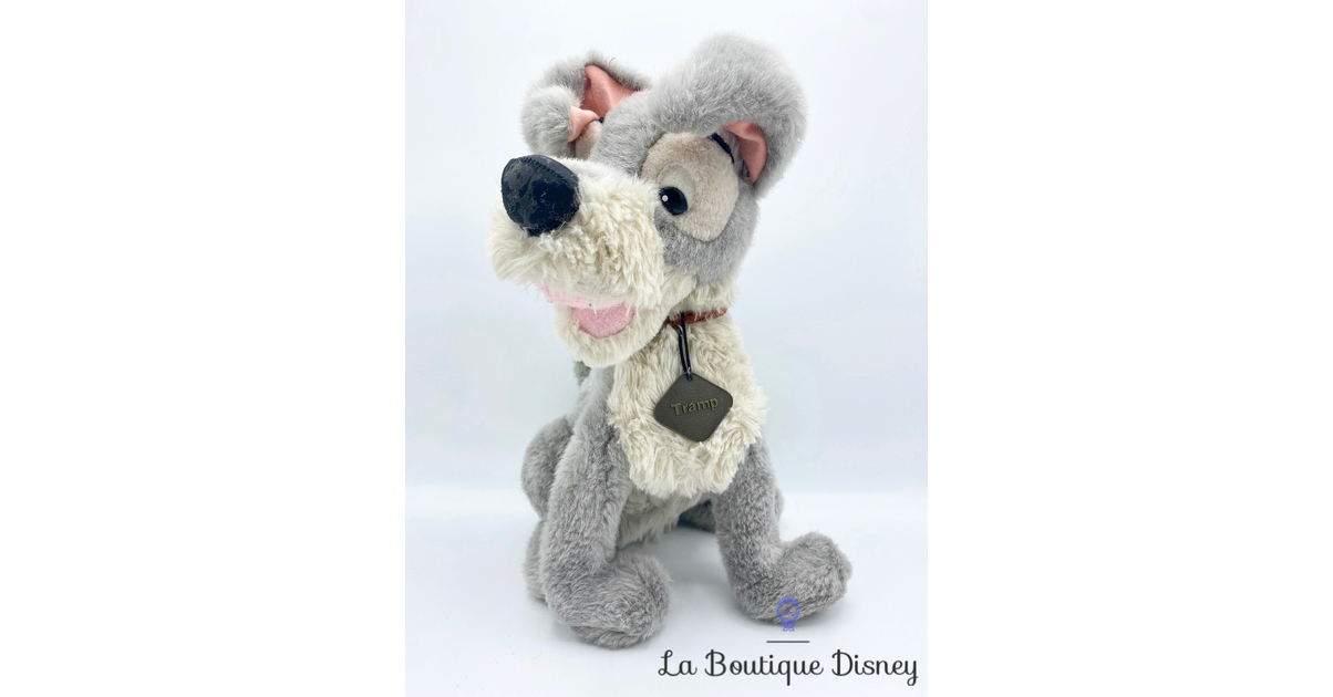 Peluche Clochard Tramp Disney La Belle et le Clochard chien gris
